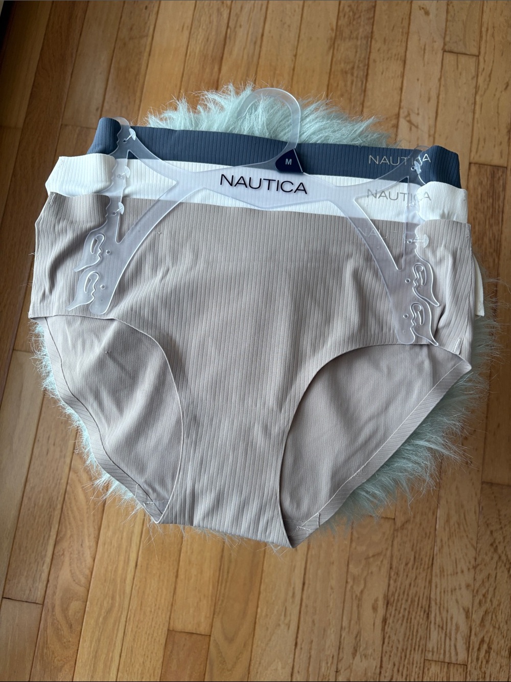 Nautica womens Ribbed Briefs 3-Pack - Taupe, White, Navy